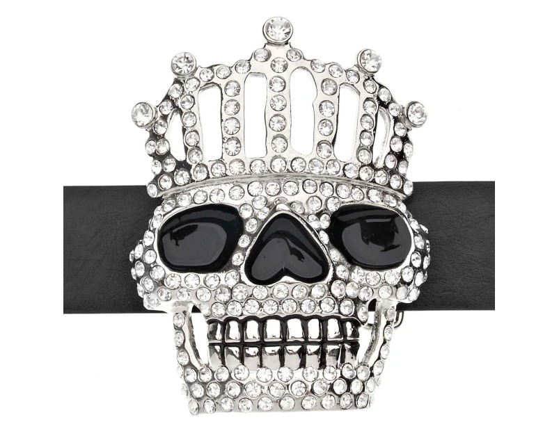 Iced Out Bling Belt - XXL Crown Skull