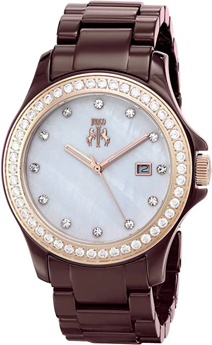 JIVAGO Women's Ceramic Analog Quartz Watch | White Mother of Pearl Dial