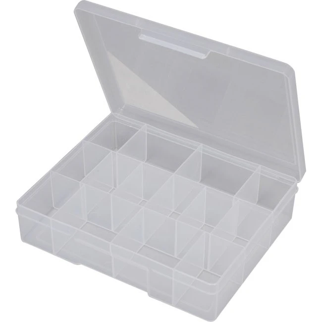 FISCHER PLASTIC 1H039  14 Compartment Storage Box Medium Plastic Case  14 Compartment (Medium) 195Mm 157Mm 48Mm  14 COMPARTMENT STORAGE BOX