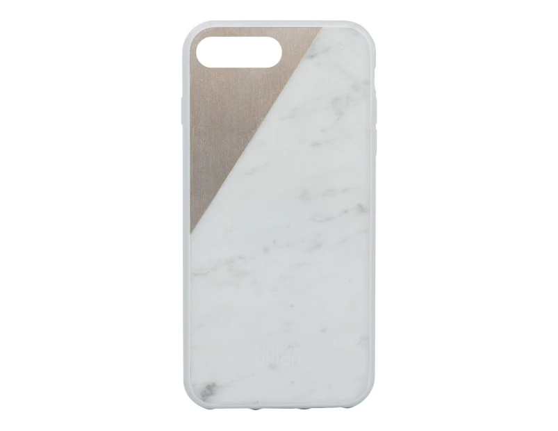 Native Union CLIC Marble Case For iPhone 8 / 7 / SE 2020 / SE 2022 in White/Gold - Bonus Screen Protector!