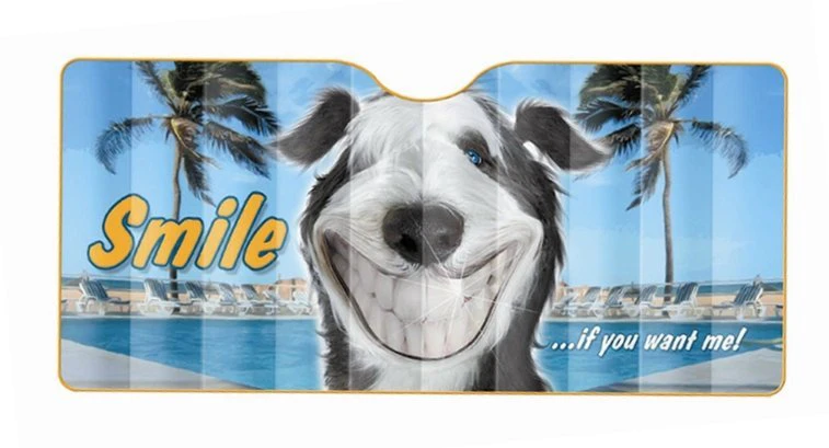 Twisted Whiskers Front Windscreen Sun Shade [Size: Large] [Style: Smile! - Dog]