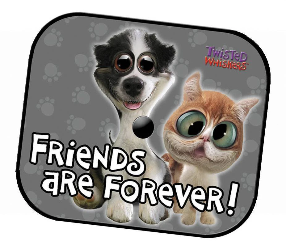 Twisted Whiskers Side Window Spring Flip Mesh Sun Shades 'Friends Are Forever'