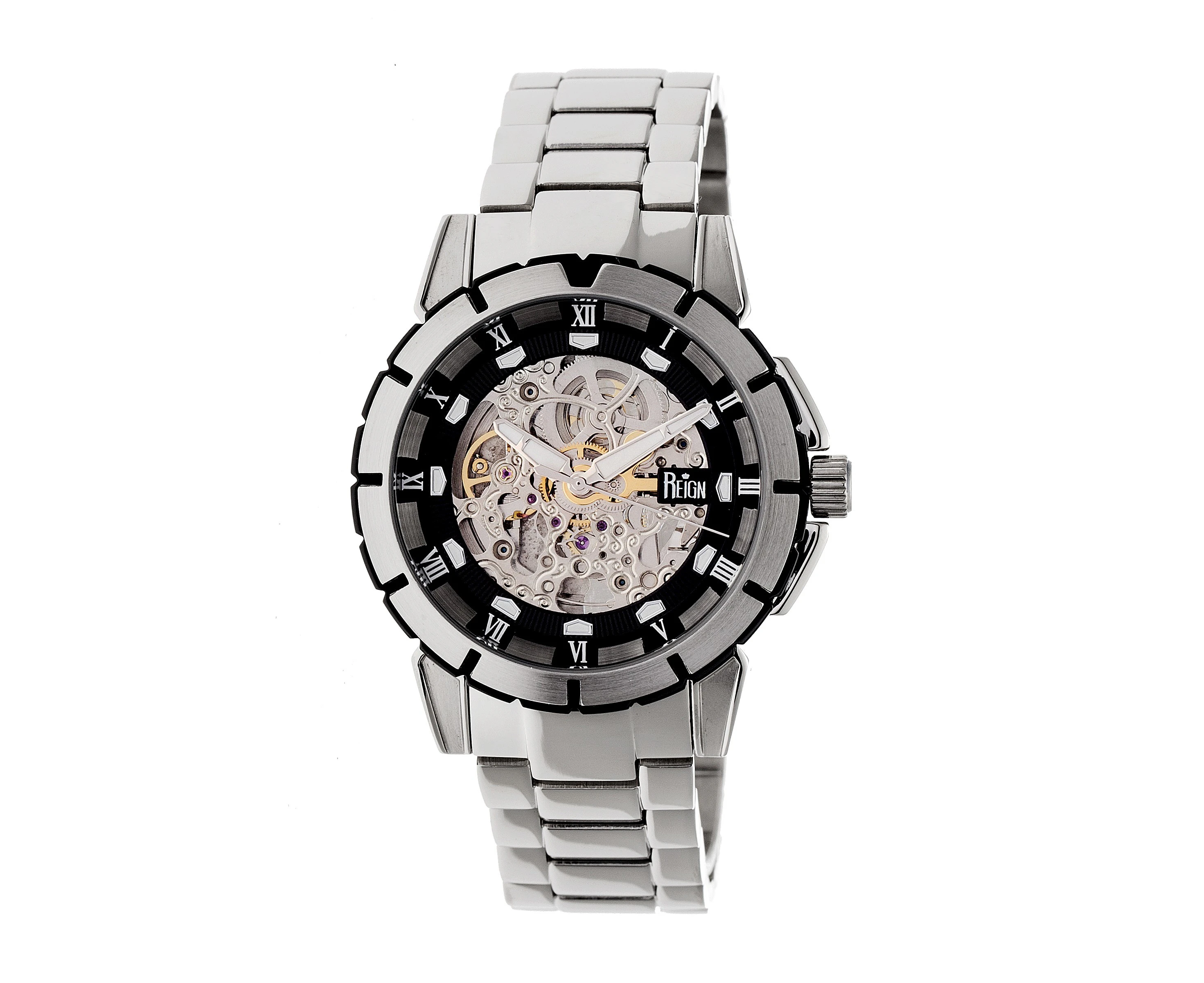 Reign Philippe Automatic Skeleton Bracelet Watch - Silver/Black