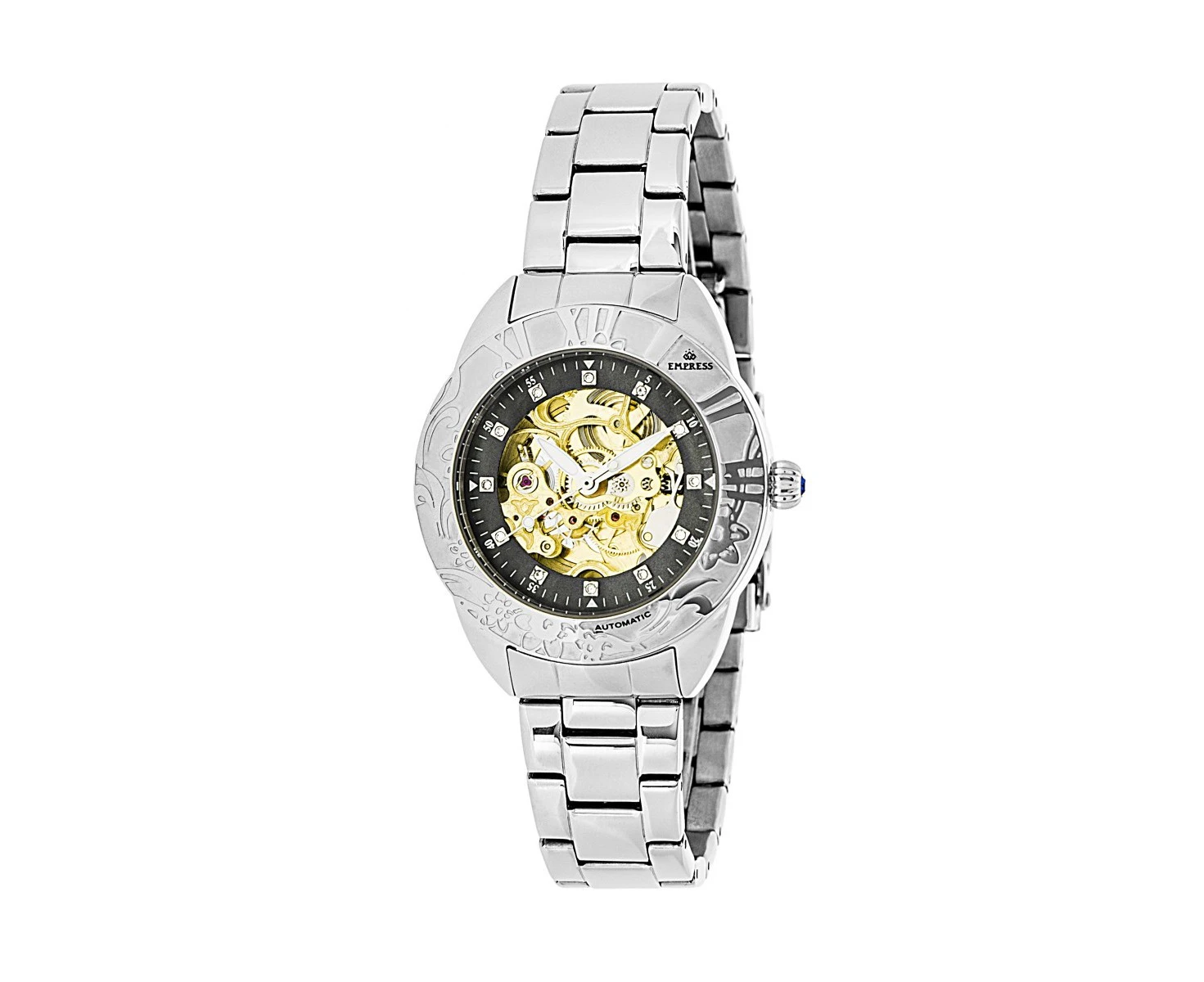 Empress Godiva Automatic MOP Bracelet Watch - Silver/Black