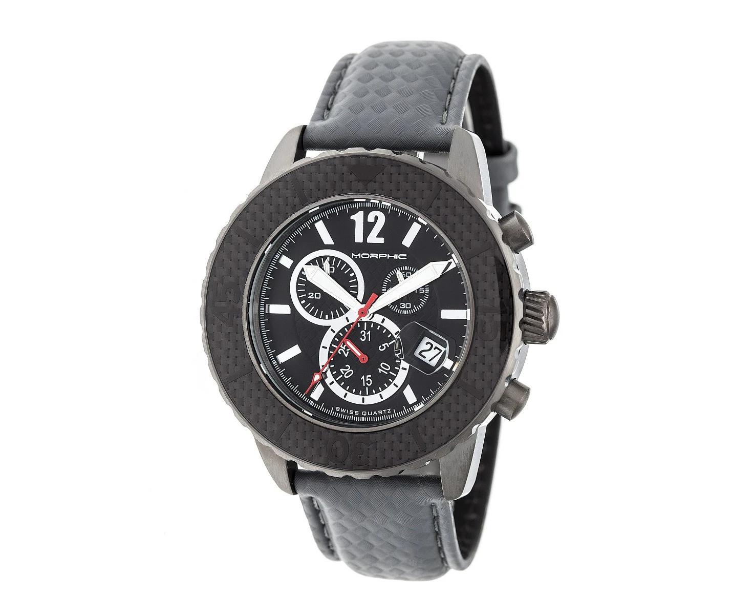 Morphic M51 Series Chronograph Leather-Band Watch w/Date - Gunmetal/Grey