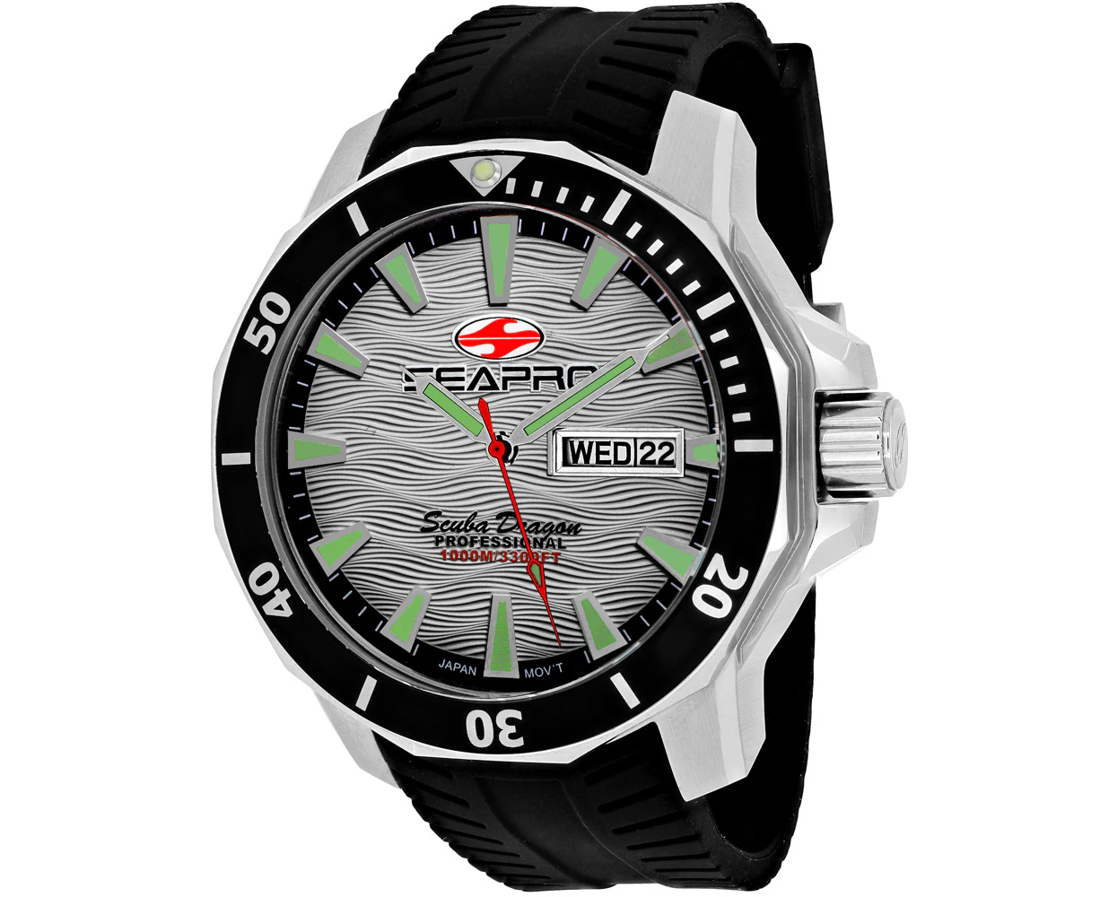 Seapro Men's Scuba Dragon Diver Limited Edition 1000 Meters Silver Dial Watch - SP8312