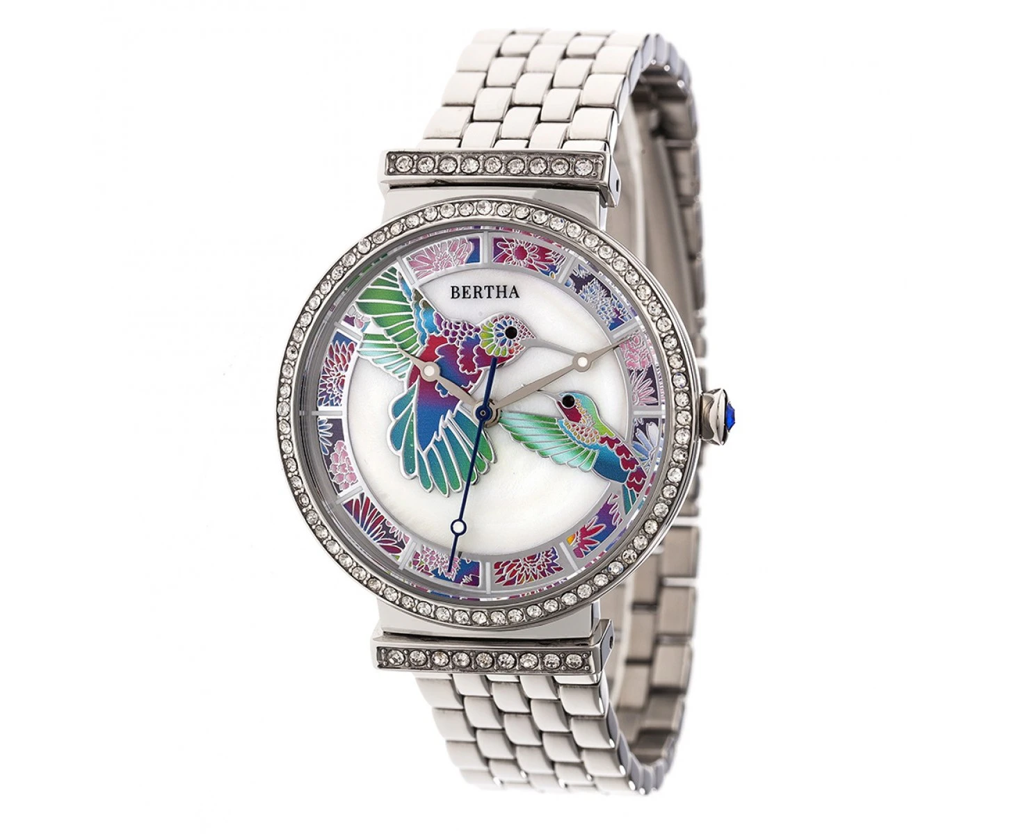 Bertha Emily MOP Bracelet Watch - Silver