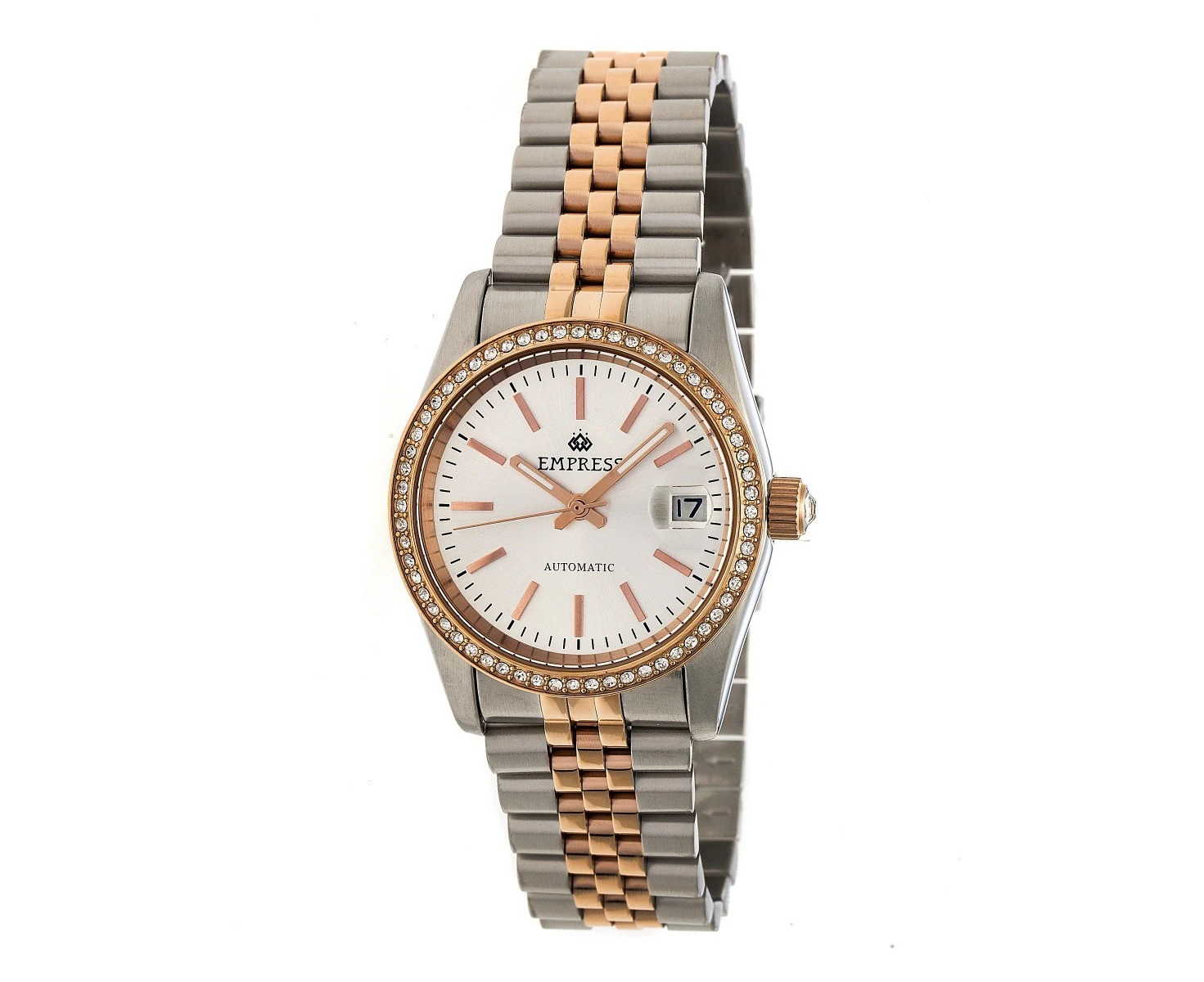 Empress Constance Automatic Bracelet Watch w/Date - Rose Gold/Silver/Silver