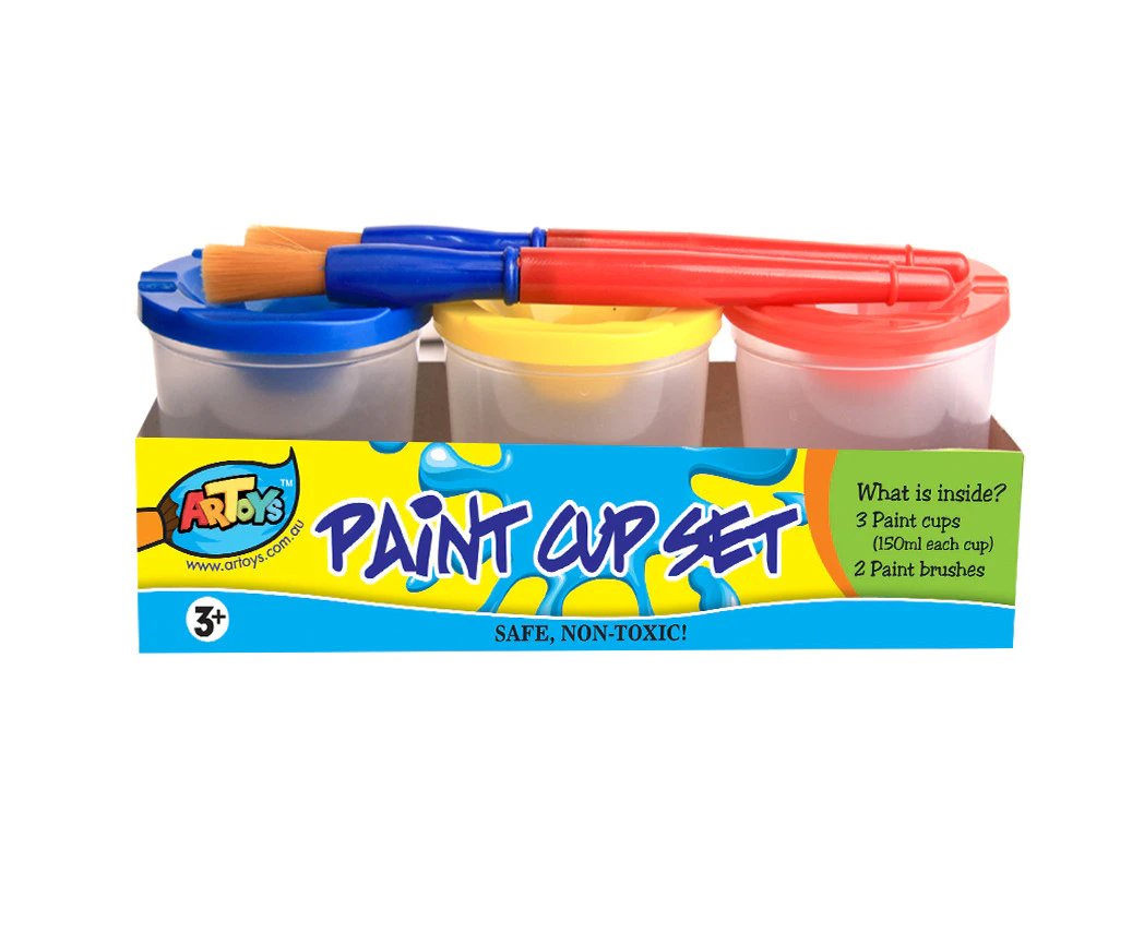 3x150ml Non Spill Paint Cup Set for kids Art