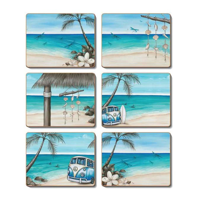 Country Kitchen Paddle Bliss Cinnamon Cork Backed Drink Coasters Set 6