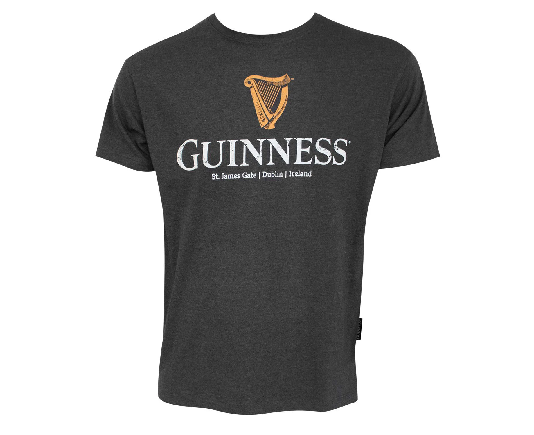 Guinness Classic Harp Logo Charcoal Grey Tee Shirt