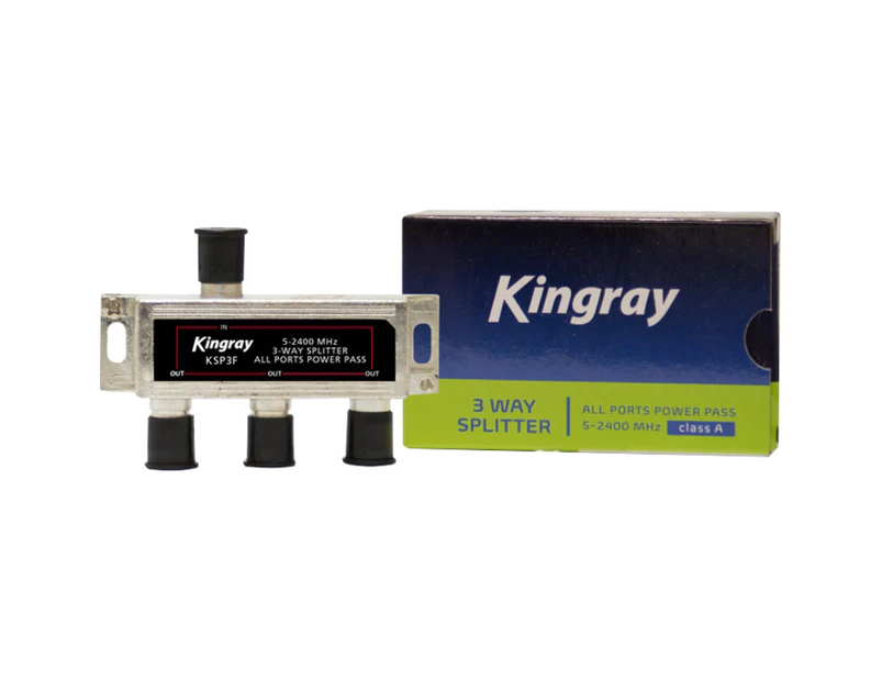 KINGRAY KSP3F  3 Way F-Type Splitter Foxtel Approved F30951  Foxtel Approved F30951 For Domestic Sat, Mdu/Comm and Tdt Sat Backbones  3 WAY F-TYPE