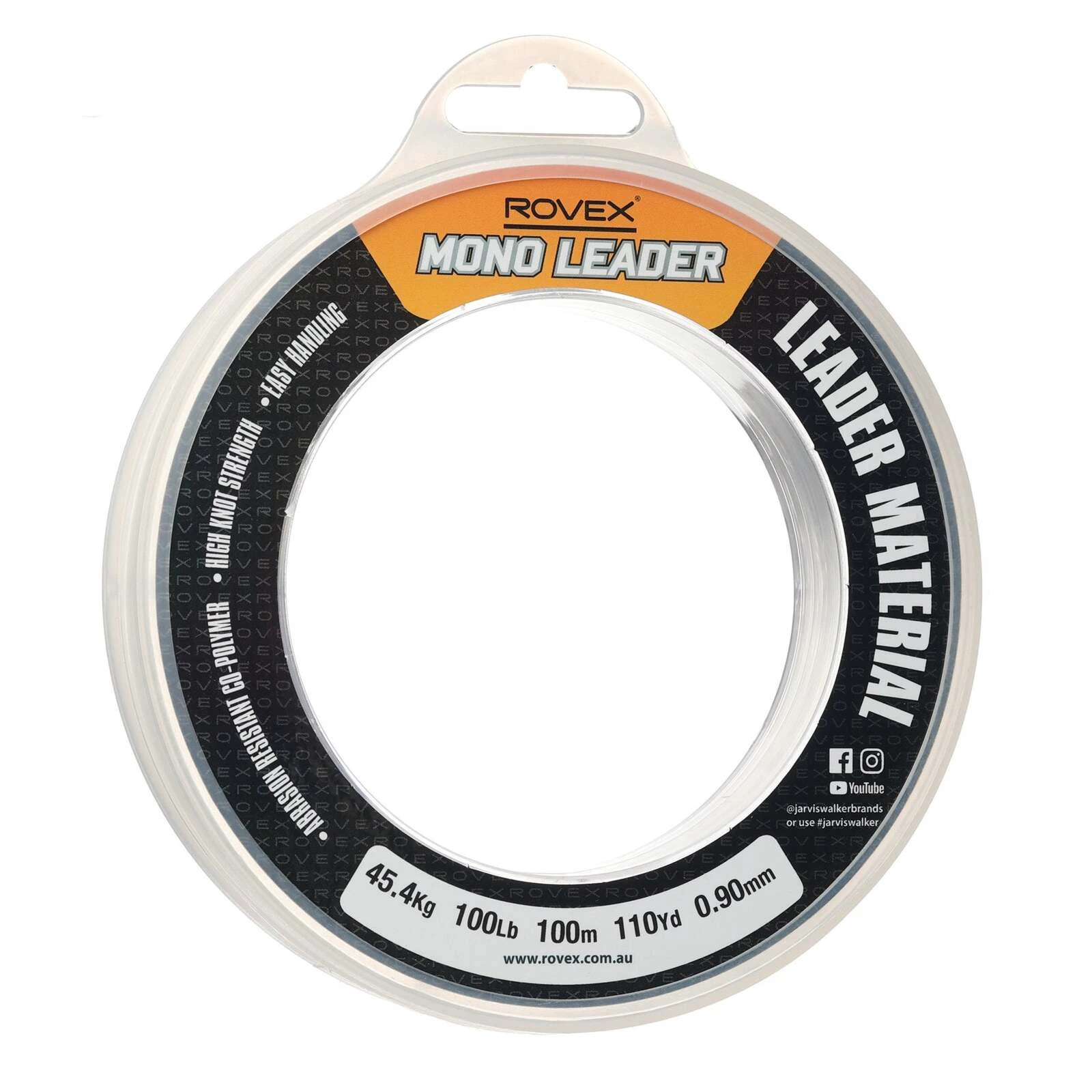 Rovex 100m Clear Monofilament Fishing Leader #100lb