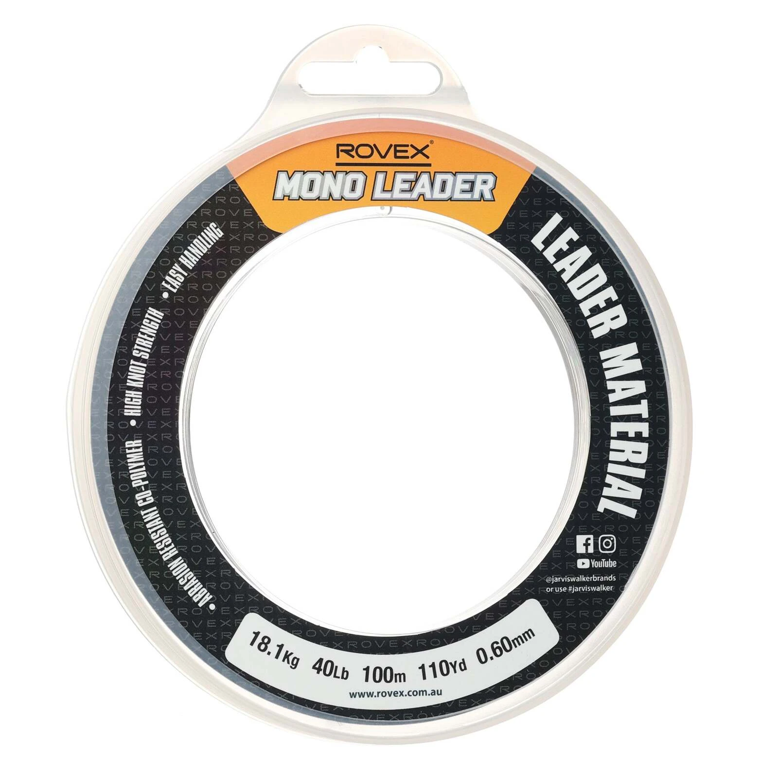 Rovex 100m Clear Monofilament Fishing Leader #40lb