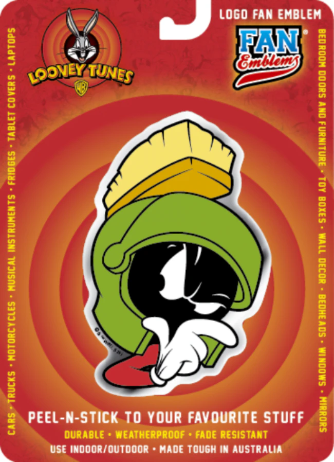 Looney Tunes Marvin The Martian Lensed Chrome Logo Domed Automotive Decal Sticker Badge Emblem