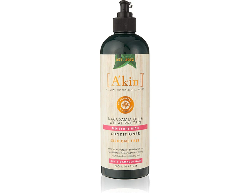 A'kin Moisture Rich Conditioner Macadamia Oil & Wheat Protein 500ml