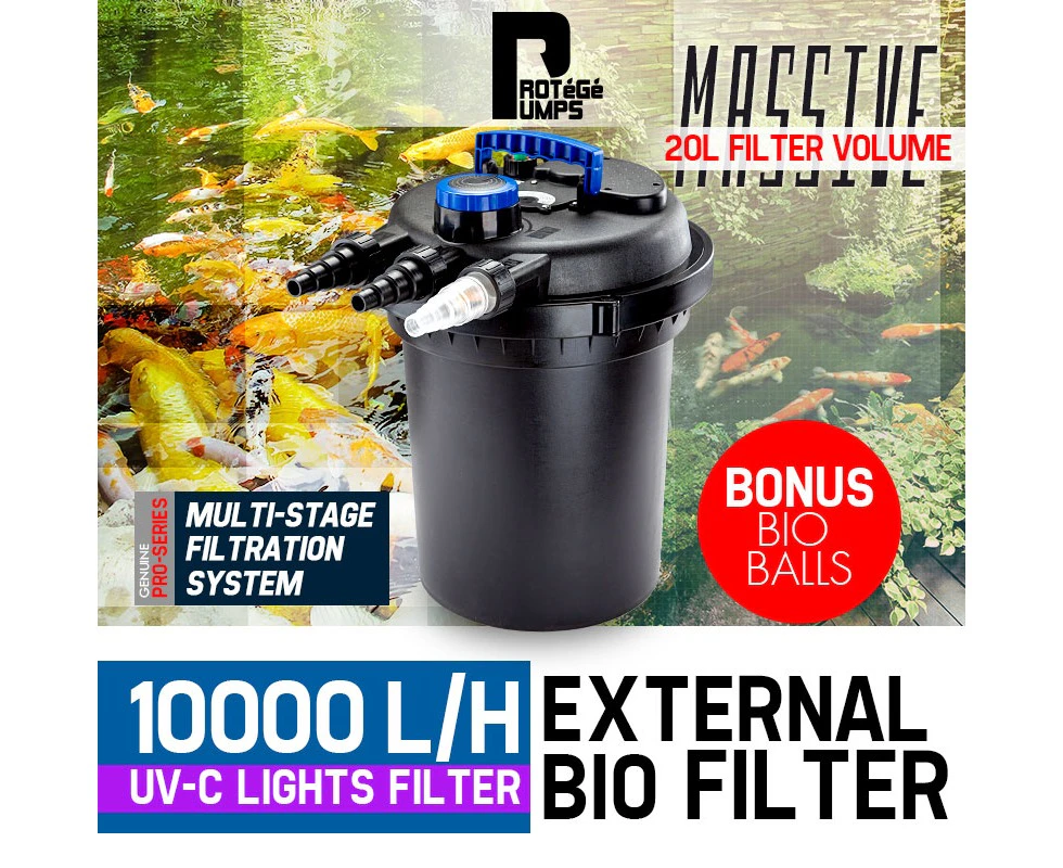 FREE SHIP- Aquarium Filter Canister - PROTEGE 10000L/H External BIO Filter UV-C Lights Pond Tank