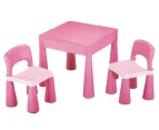 Super Kids Pink Table And Chairs With Block Top