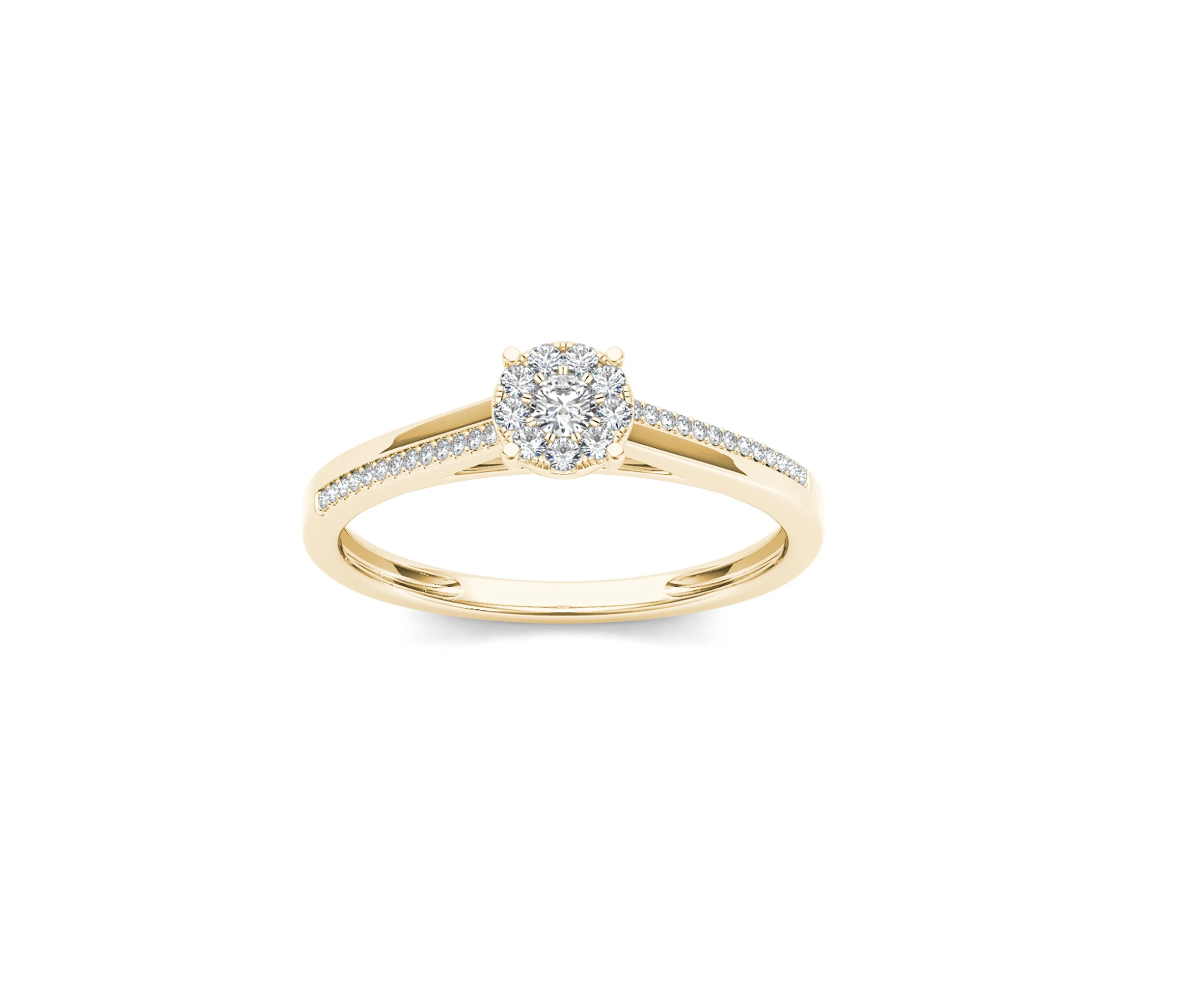 De Couer 9k Yellow Gold 1/6ct TDW Diamond Engagement Ring - White H-I