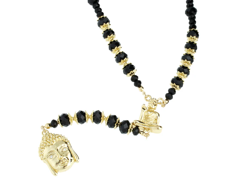 Iced Out Bling Fashion Necklace - BUDDHA ROSARY gold