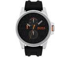 Boss orange detroit Mens Analog Quartz Watch with Silicone bracelet Black