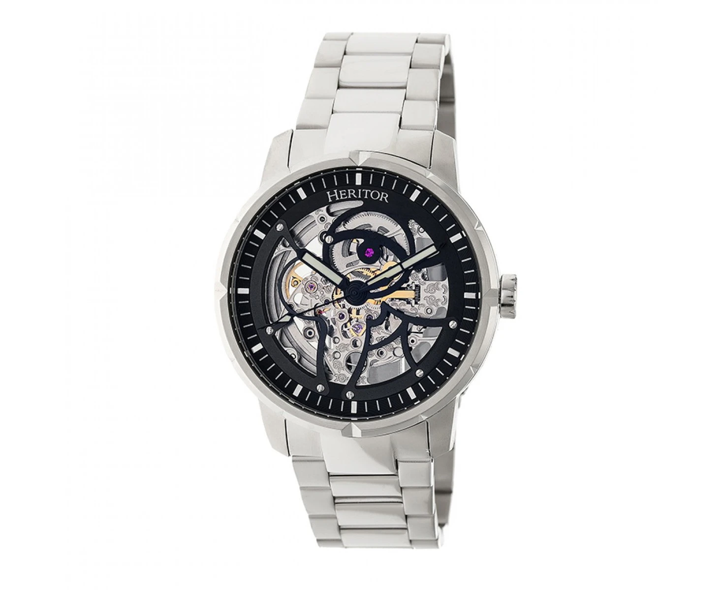 Heritor Automatic Ryder Skeleton Dial Bracelet Watch - Silver/Black