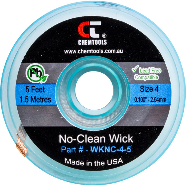 CHEMTOOLS SWNC4S  2.5Mm X 1.5M Soder Wick Braid  #4 Blue No Clean    2.5MM X 1.5M SODER WICK BRAID