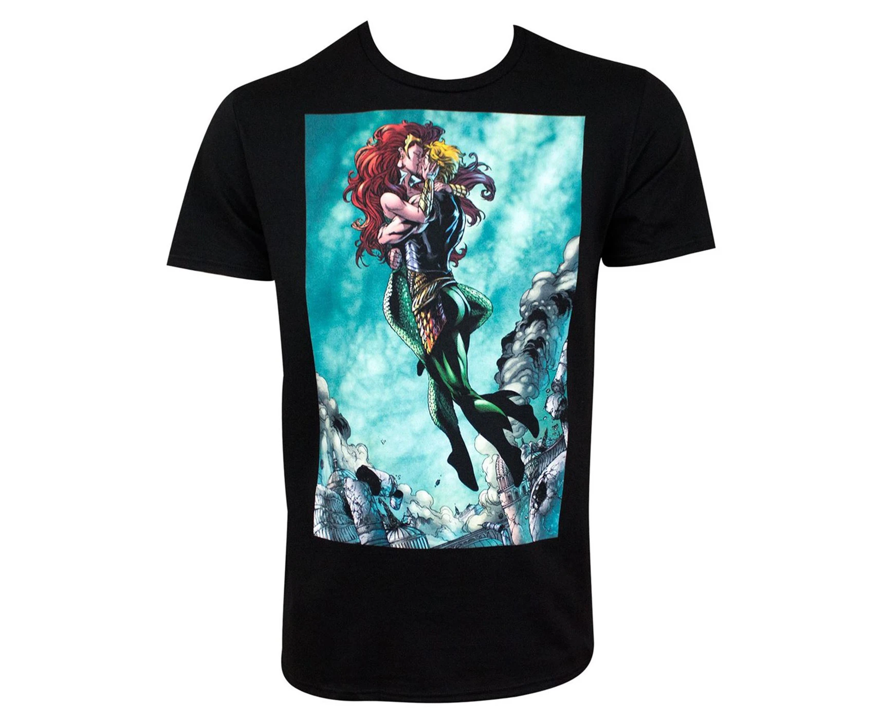 Aquaman and Mera Kissing Black Men's T-Shirt