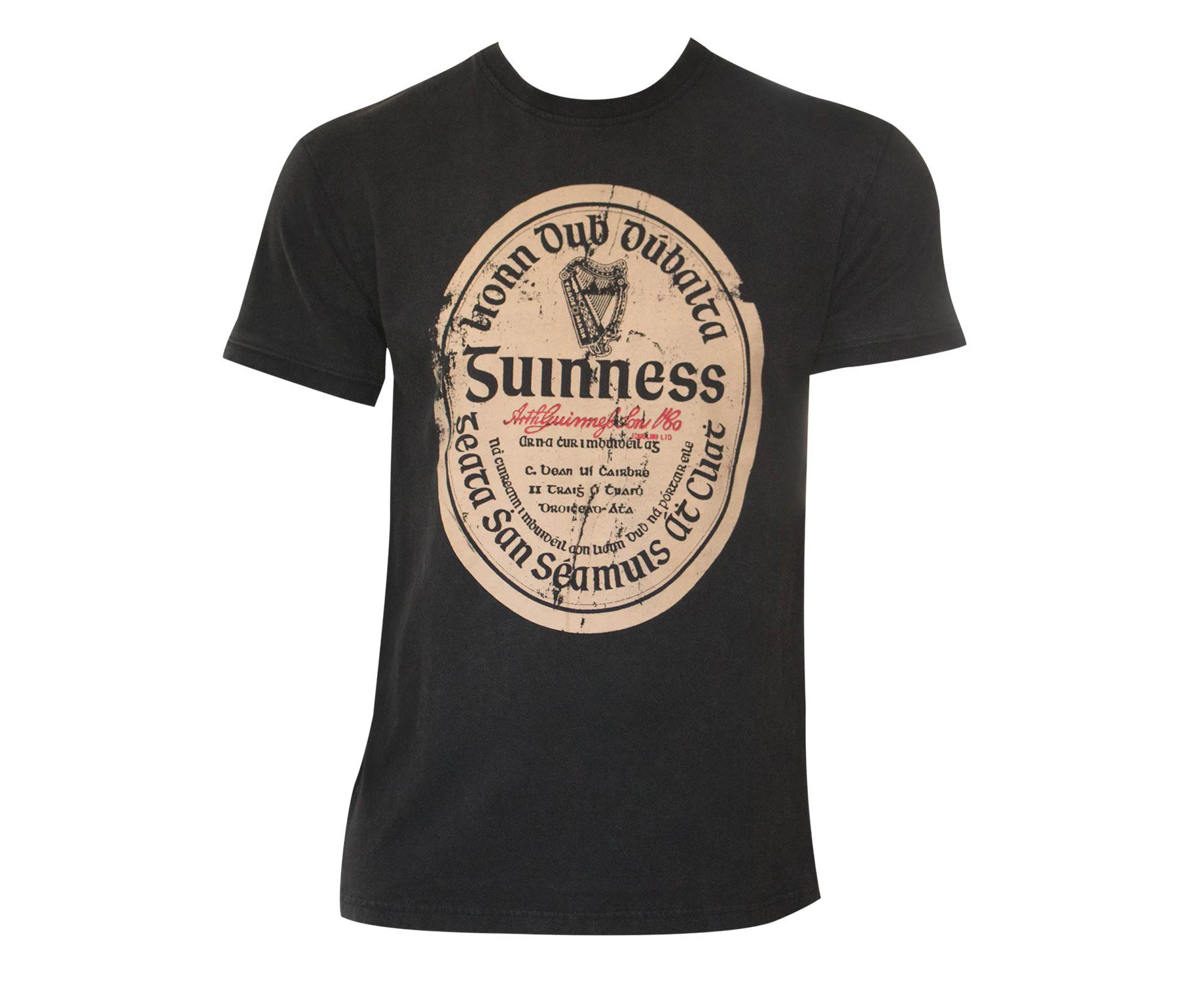 Guinness Distressed Gaelic Label Tee Shirt