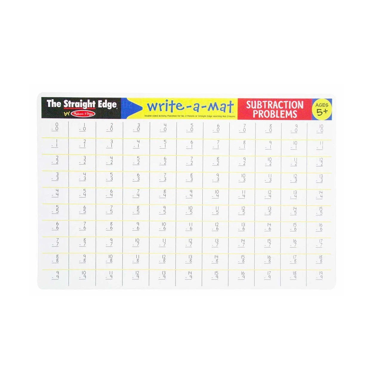 Melissa & Doug Write A Mat Placemat - Subtraction