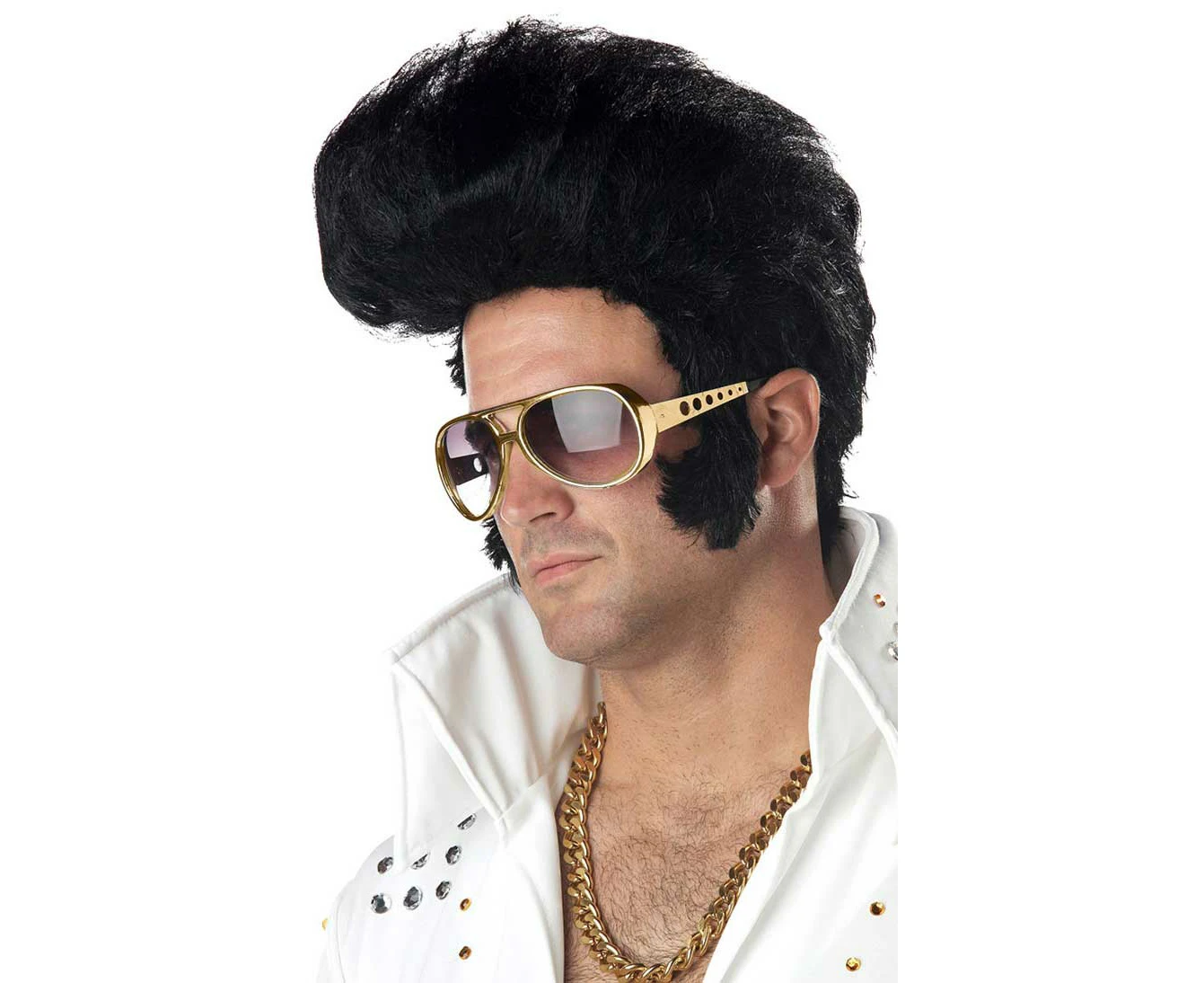 Rock 'N' Roll Mens Black Elvis Presley Wig Mens