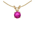 14k Yellow Gold Round Pink Topaz Pendant