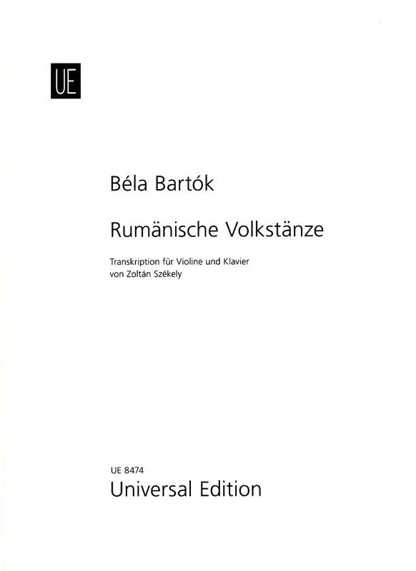 Bartok - Rumanian Folk Dances Violin/Piano Arr Szekeley (Softcover Book)