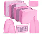 10 Set Packing Cubes Travel Luggage Organizer for Suitcase Clothes Storage Bag,Pink(Inclues one free Gift as seen on photo)