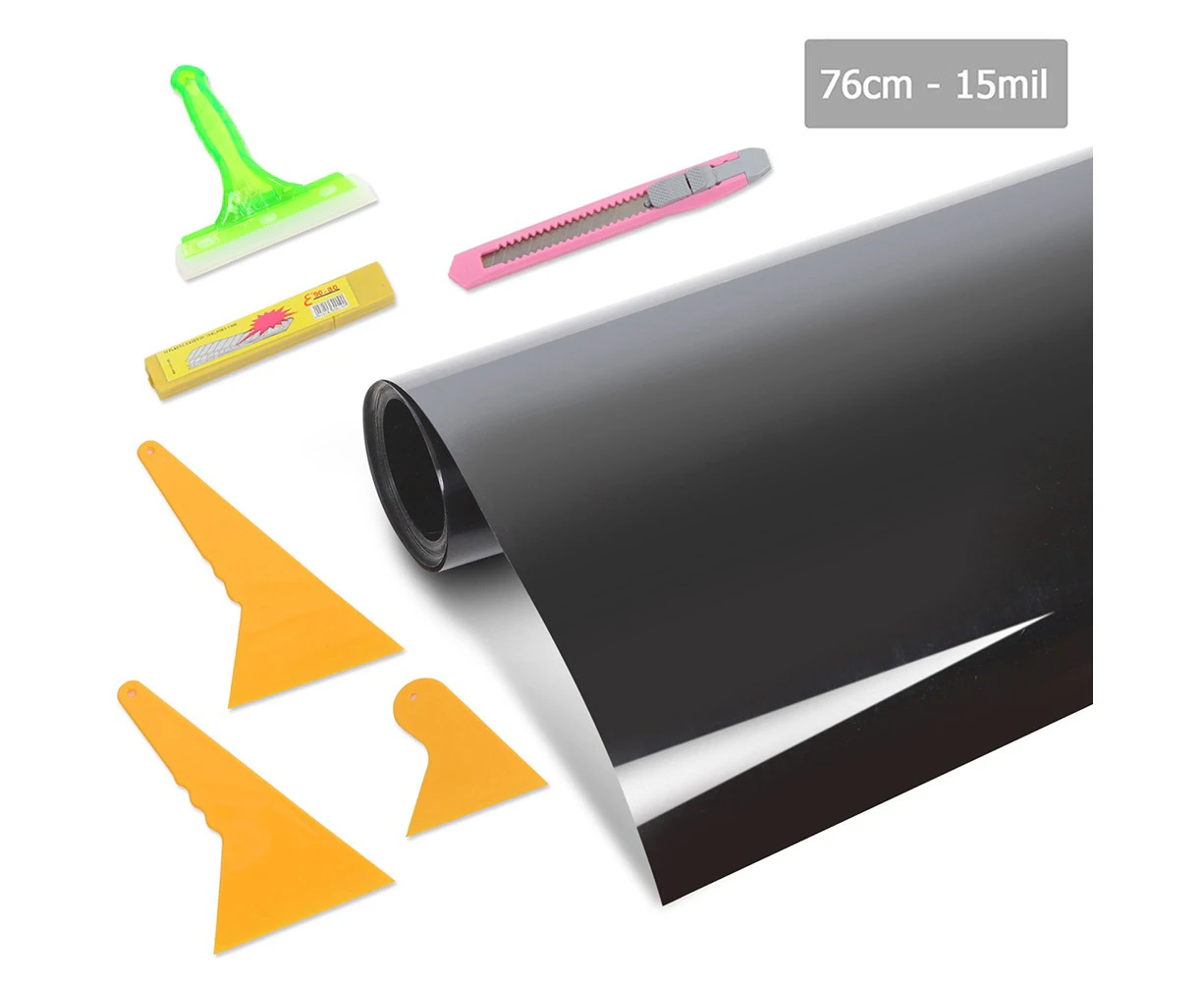 Window Glass Mirror Tint Film Roll VLT 15% 76cm x 7M Car Home House Office Privacy Decorative Sticker Black Tinting Tool