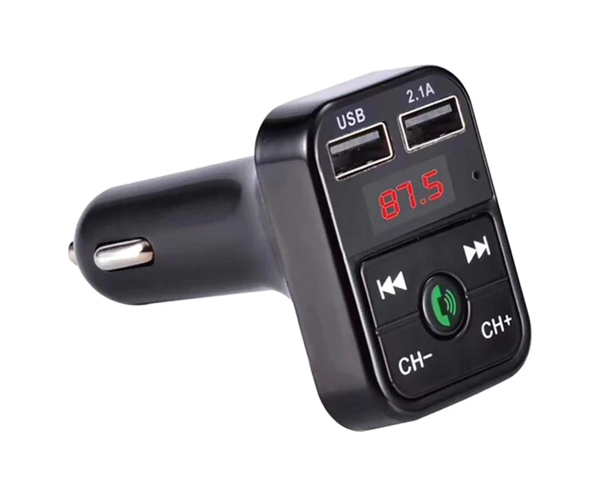 Bluetooth Wireless FM Transmitter Radio Adapter Car Charger - Black