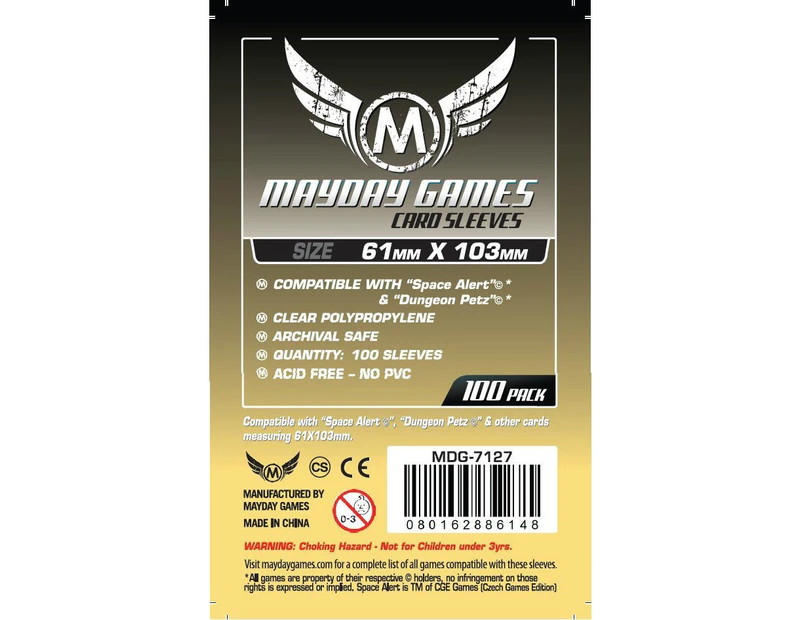 Mayday Standard Magnum Space Card Sleeve 61X103mm 100ct Space Alert Dungeon Petz
