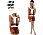 Womens Santa Christmas Sequin Dress Costume Xmas Party Ladies Santa