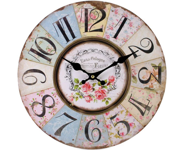 Shabby Chic Floral Patchwork Design Wall Clock