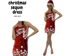 Women's Merry Christmas Sequin Dress Costume