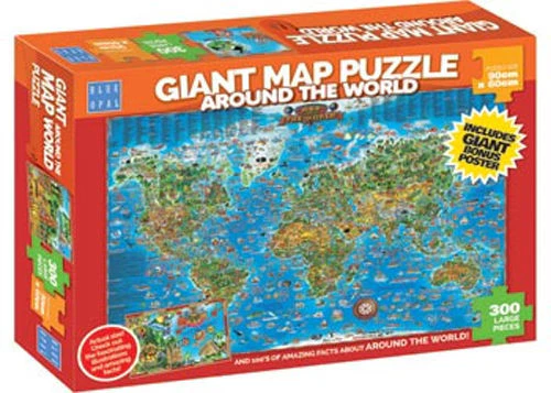 Blue Opal - Giant Around the World Map Puzzle 300pc