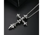 Duohan Simple Fashion Titanium Steel Cross Pendant Mens and Womens Necklace - 24 Inch
