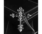 Duohan Simple Fashion Titanium Steel Cross Pendant Mens and Womens Necklace - 24 Inch