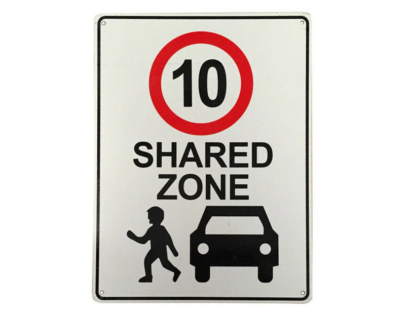 WARNING NOTICE SIGN 10 SPEED LIMITED SHARED ZONE SCHOOL 200x300mm Metal Quality