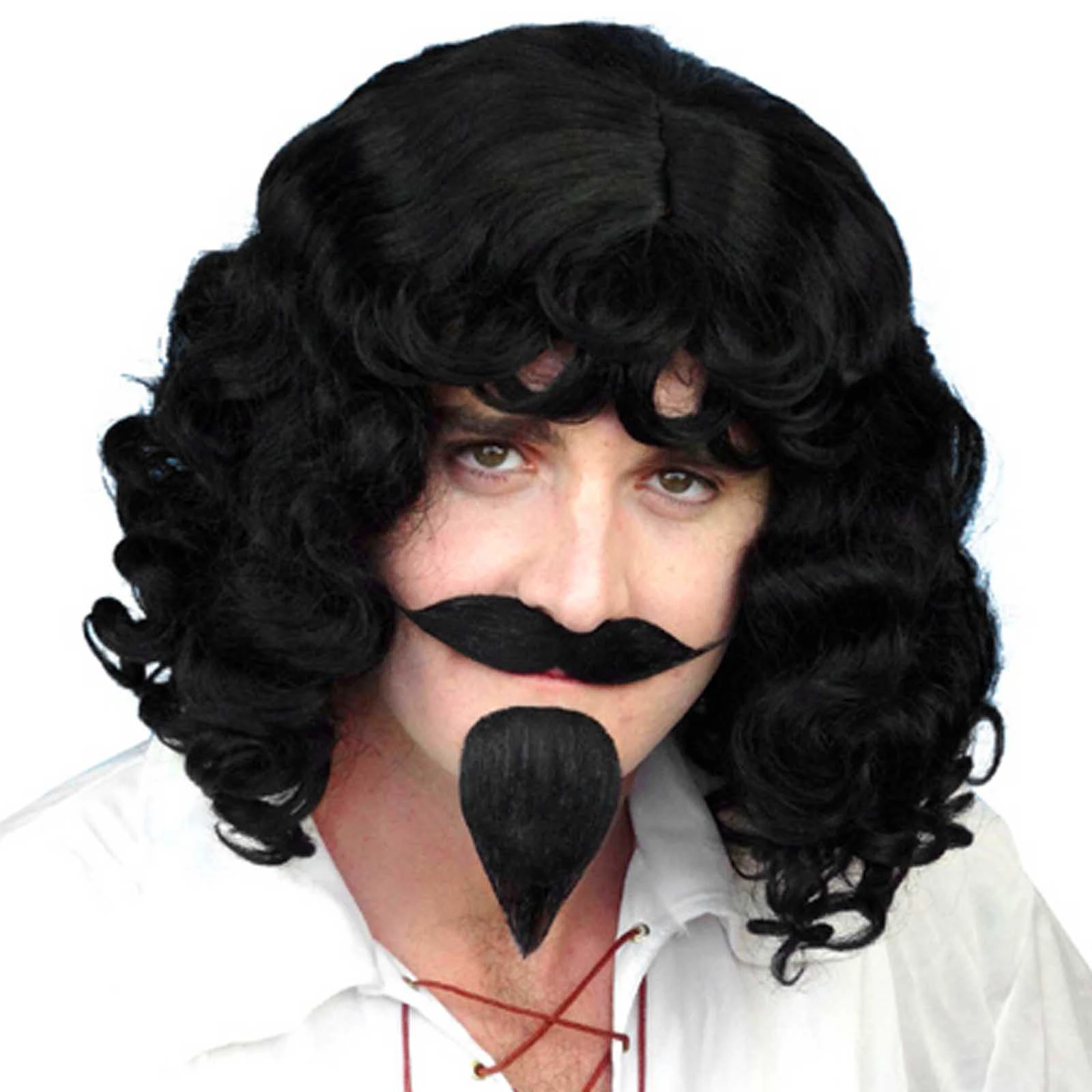 Musketeer Black Wig Moustache Beard Set Unisex