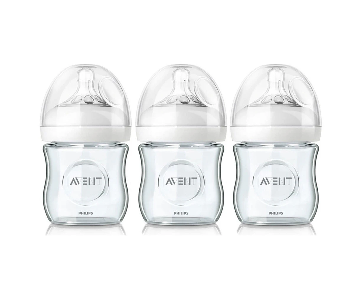 3PK Phillips Avent 120ml Natural Glass Baby/Kids/Toddler Feeding Bottle Drinking