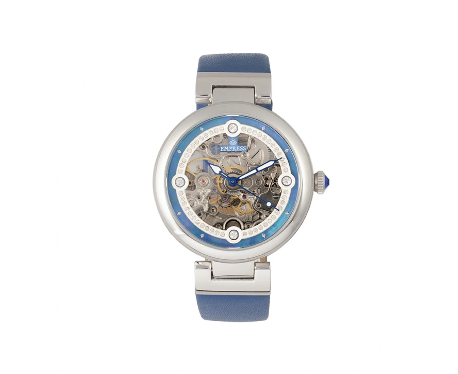 Empress Adelaide Automatic Skeleton Leather-Band Watch - Blue