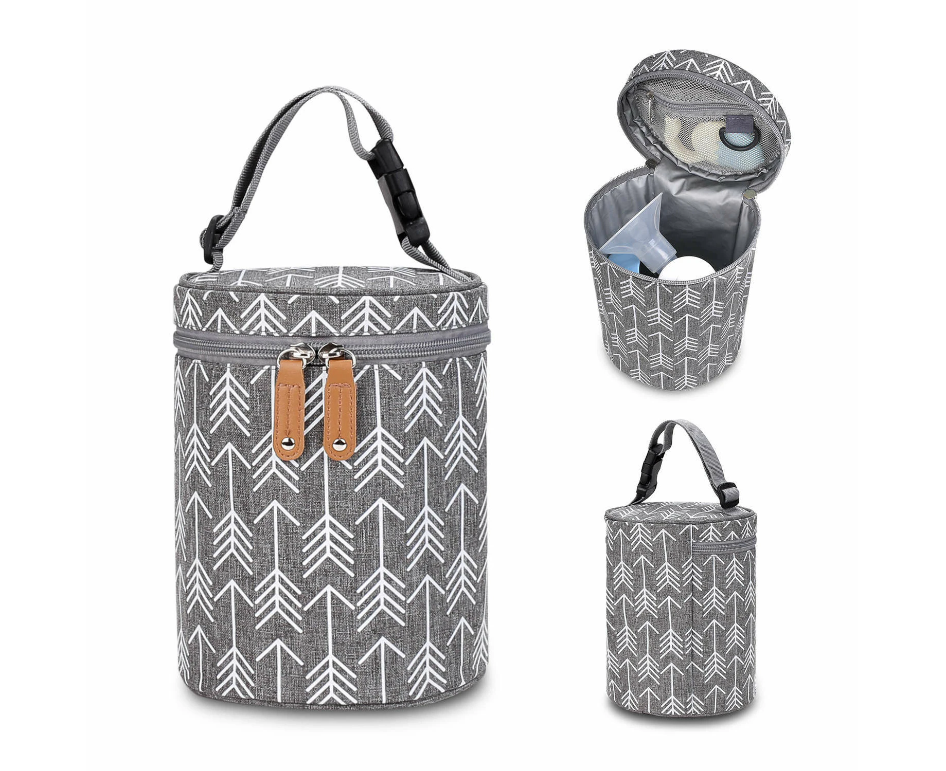 Insulated Baby Bottle Bag Breastmilk Cooler Bag, Reusable Baby Bottle Tote Bag,Grey