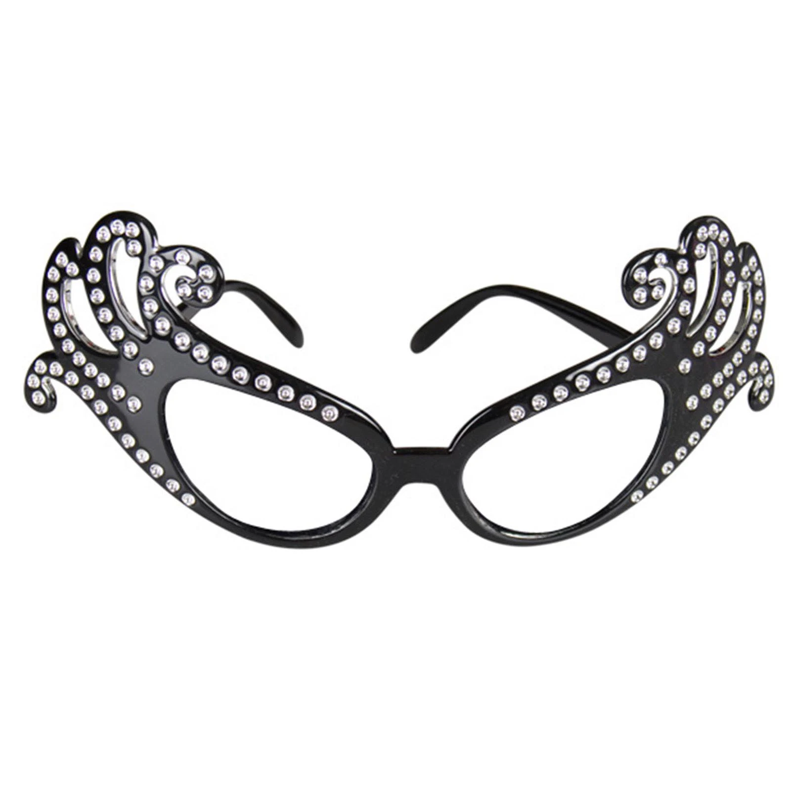 Dame Edna Costume Glasses - Black Rims; Clear Lenses