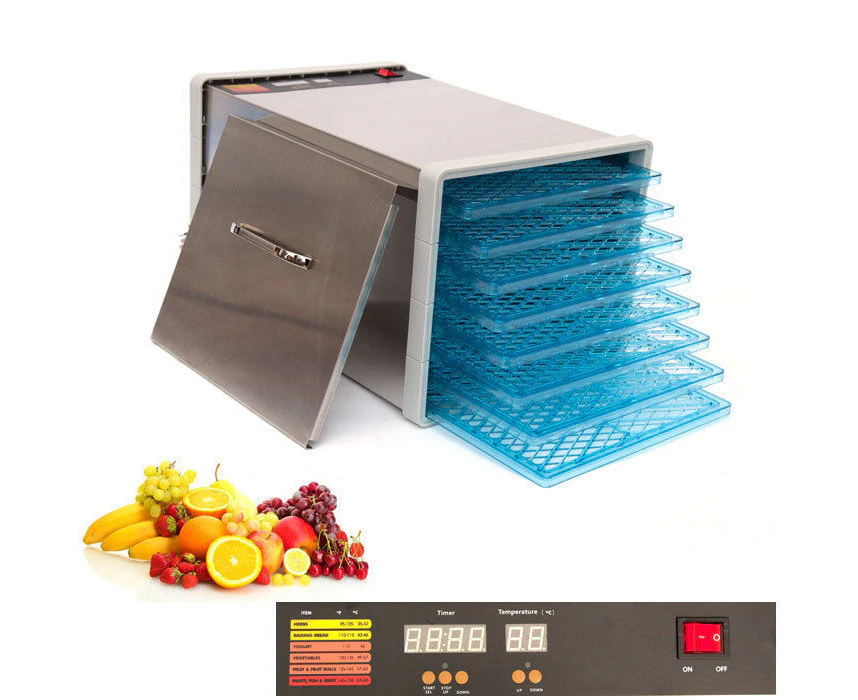 8 Tray Stainless Steel Food Fruit Dehydrator with Plastic Trays